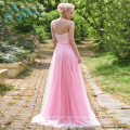 A-Line Tulle Satin Lace Sashes largo vestido de dama de honor